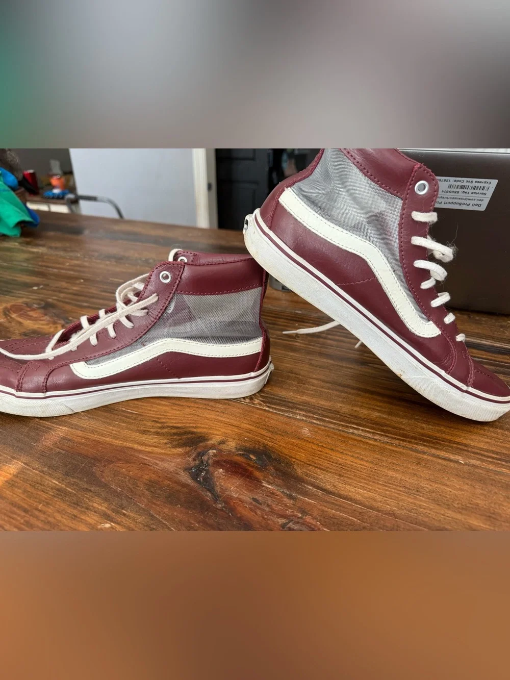 Maroon and White High-Top Sneakers